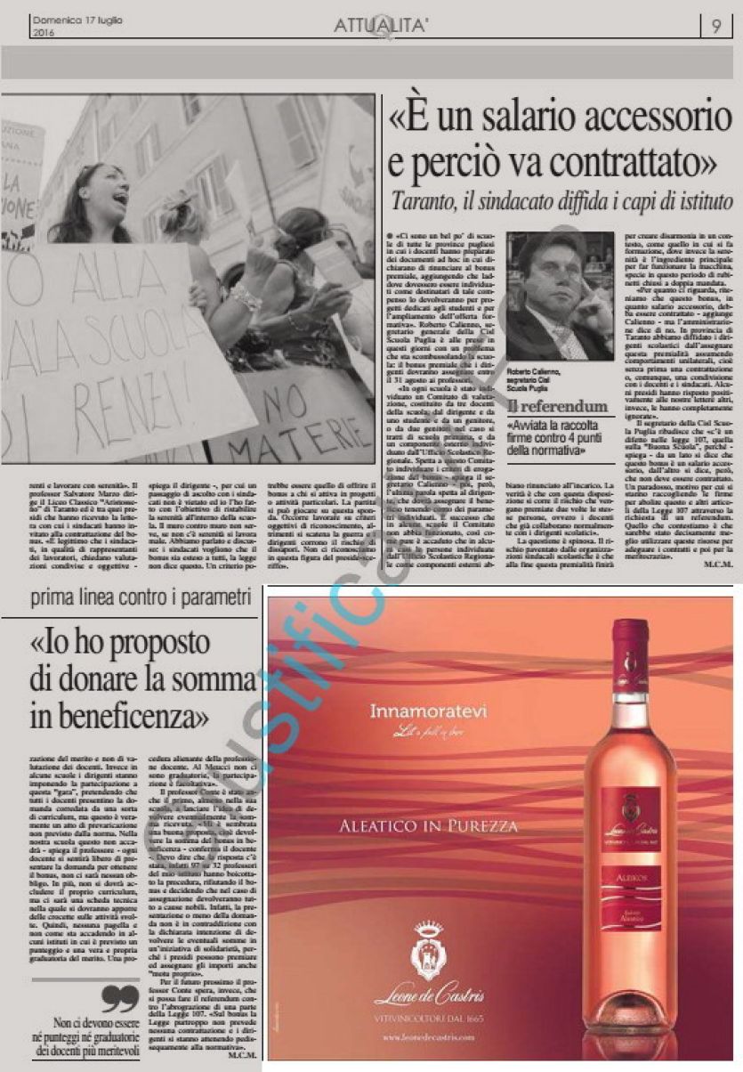 Campagna Leone de Castris quotidiano Nuovo Quotidiano di Puglia