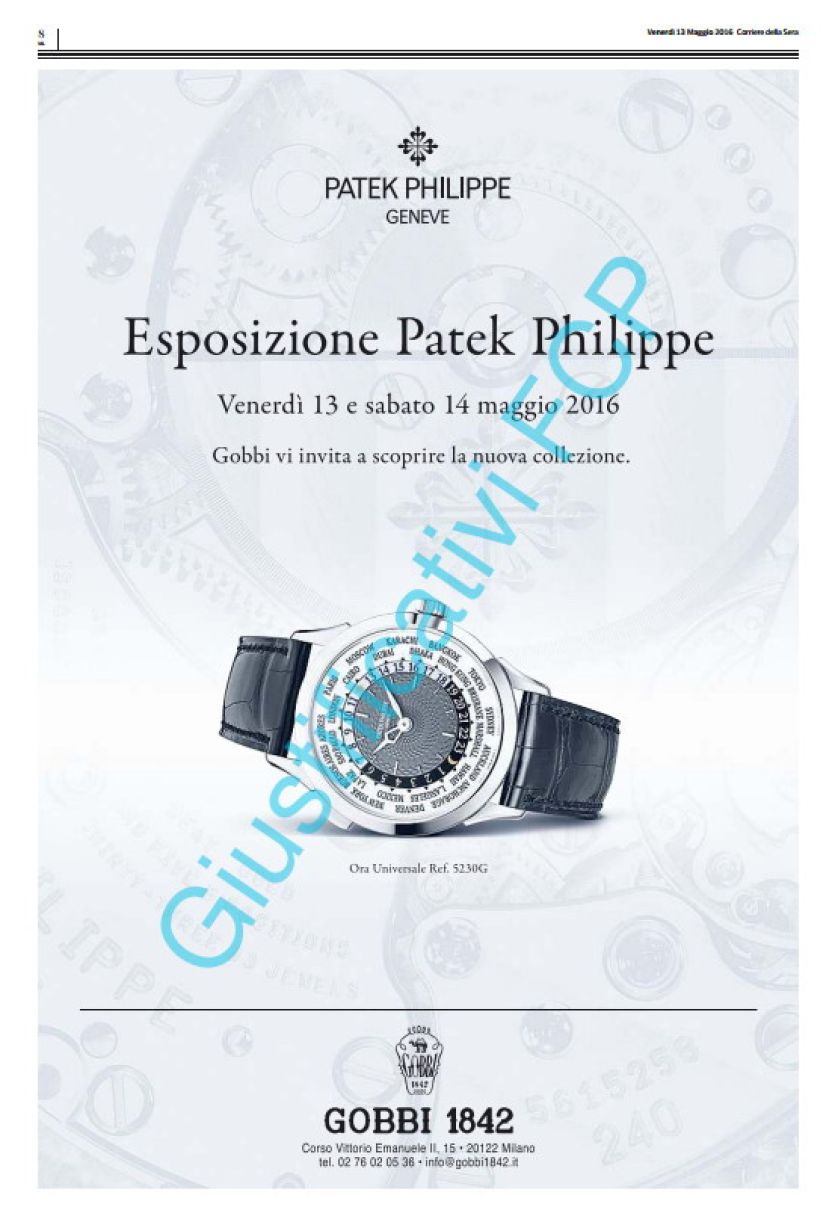 Campagna Patek Philippe quotidiano Corriere della Sera