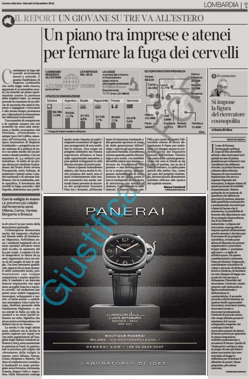 Campagna Panerai quotidiano Corriere della Sera