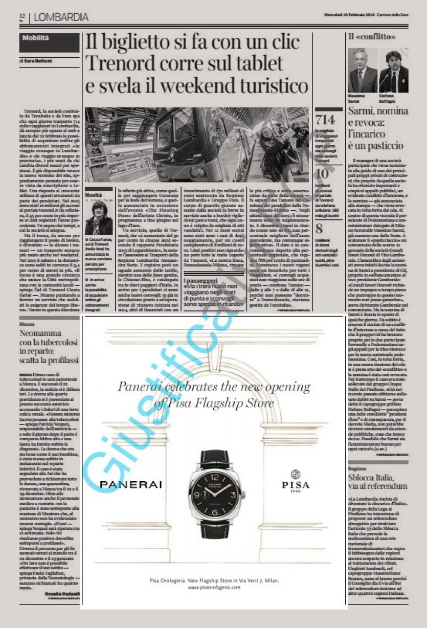 Campagna Panerai quotidiano Corriere della Sera