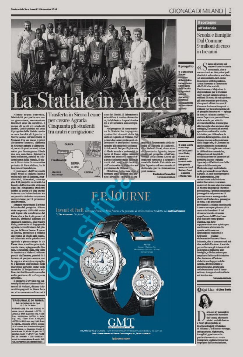 Campagna F. P. Journe quotidiano Corriere della Sera