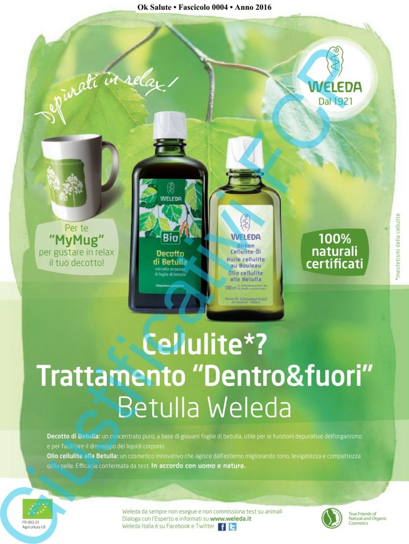 Campagna Weleda periodico Ok Salute