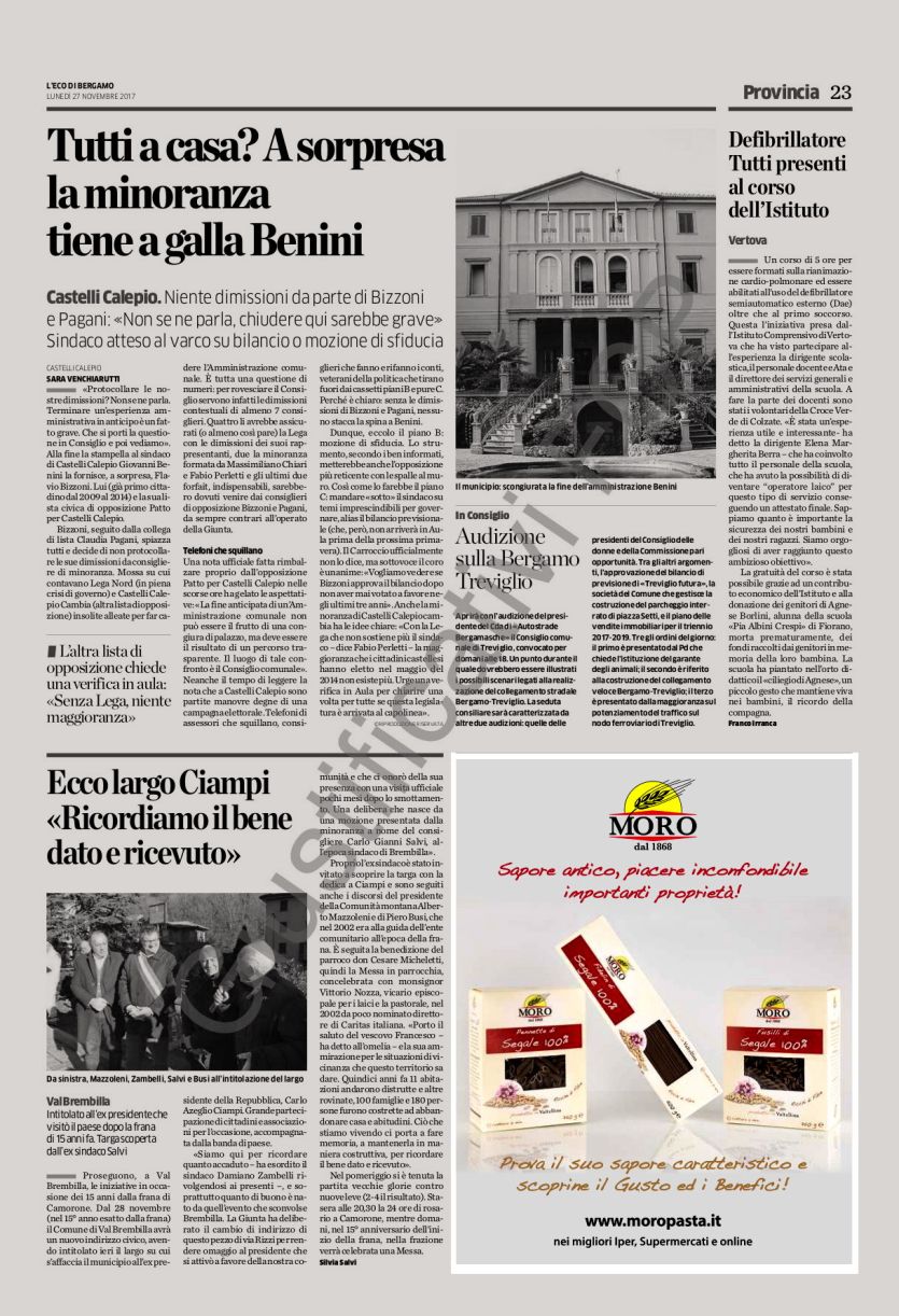 Campagna Moro quotidiano Eco di Bergamo