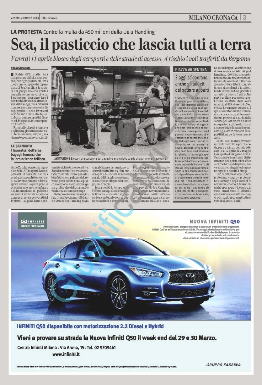 Campagna Infiniti quotidiano Il Giornale