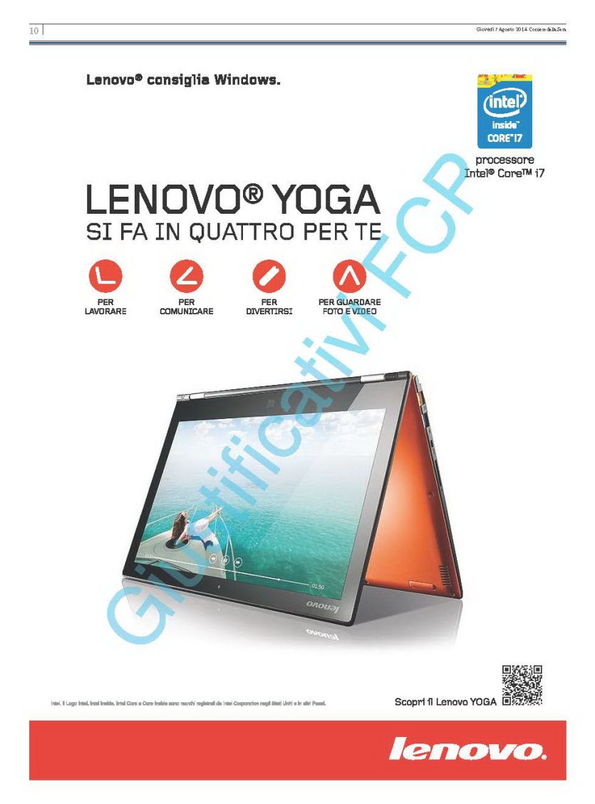 Campagna Lenovo quotidiano Corriere della Sera