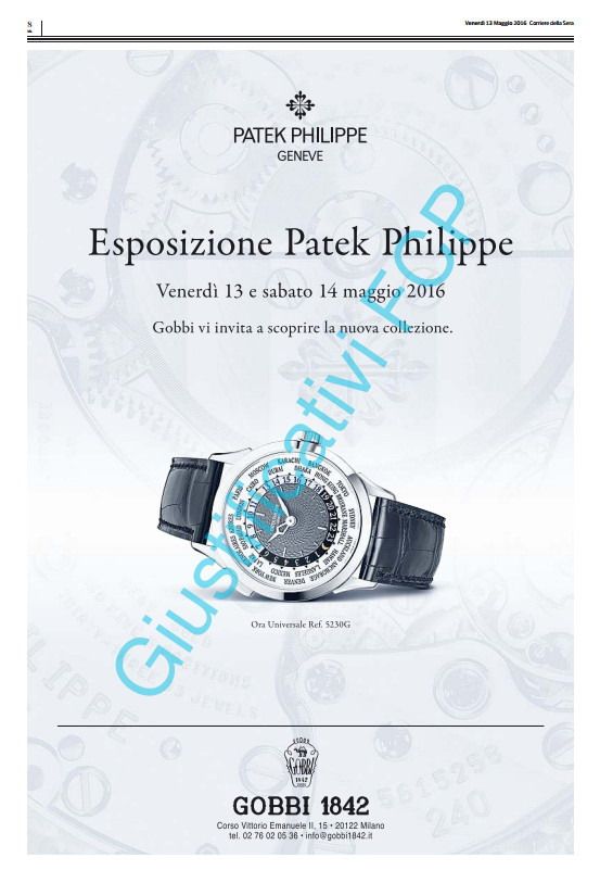 Campagna Patek Philippe quotidiano Corriere della Sera